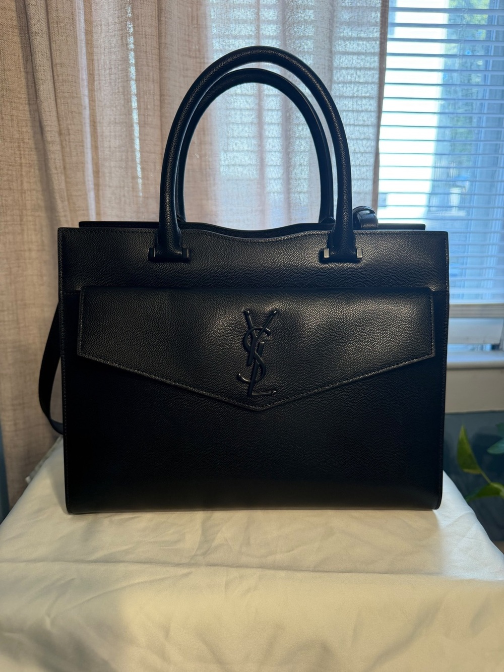 Saint Laurent Black Leather Top-Handle Satchel